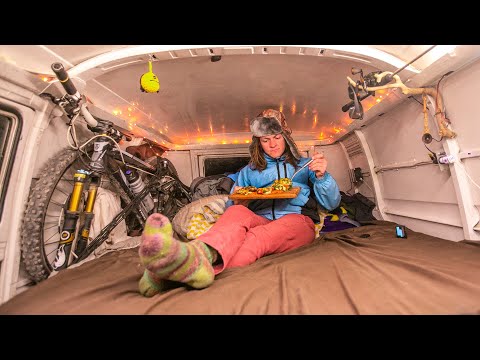 Van Camping in The Rain By a Cliff Edge