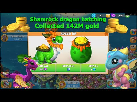 Shamrock dragon hatching and Collected 142M gold in weekend event- Dragon Mania legends | DML