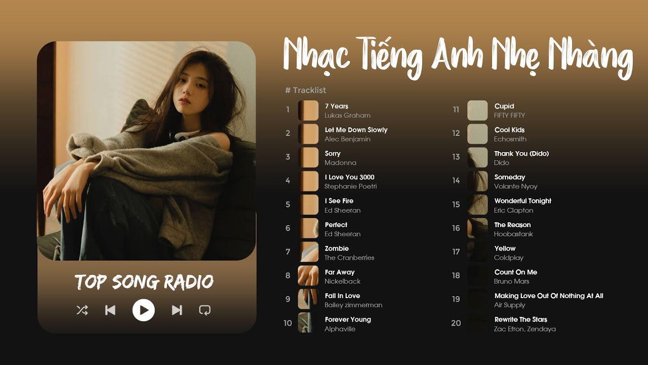 Tuyển Tập Những Bài Hát Tiếng Anh Nhẹ Nhàng Được Yêu Thích - Nhạc English Cover Cực Chill Gây Nghiện