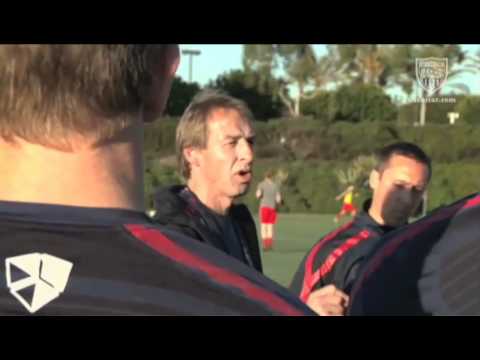 Jurgen Klinsmann Talks to the U-23s in Carson
