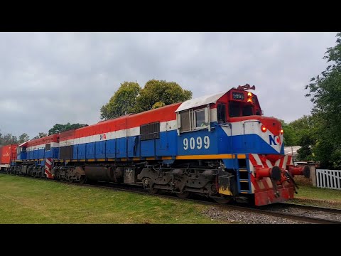 [4K] Colorido tren de contenedores de NCA pasando por Marcos Juárez rumbo al oeste!!!!!!