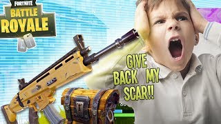 STEALING "EPIC SCAR" FROM ANGRY KID ON FORTNITE (Funny Fortnite Trolling)