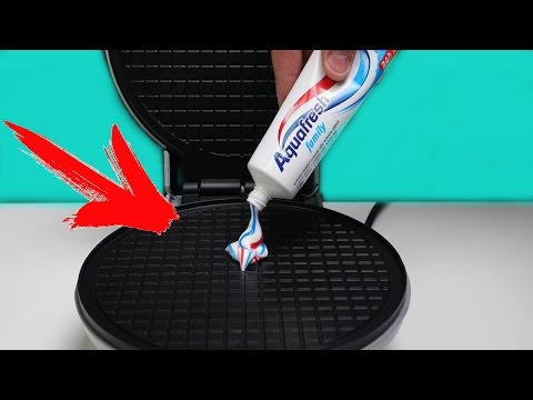 EXPERIMENT: WAFFLE IRON vs TOOTHPASTE !!! Video