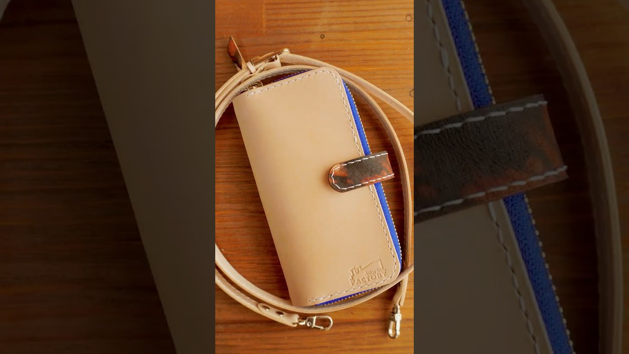 【姫路レザー×泥染めレザー】こだわりをふんだんに詰め込んだ手帳型スマホケース#レザークラフト #オーダーメイド