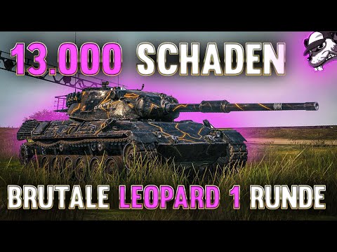 13,000 Damage - Brutal Leopard 1 Round [World of Tanks - Gameplay - German]