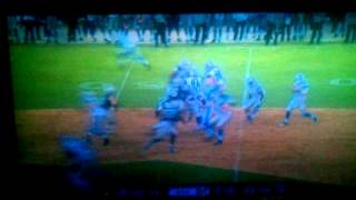 Pat Lee#26 falling against the lions for 20 yards