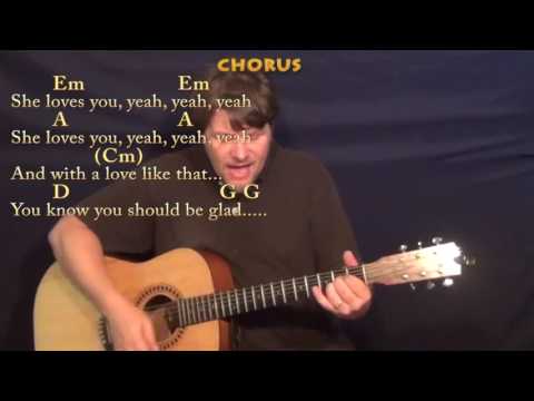 She Loves You (Beatles) Strum Guitar Cover Lesson with Chords/Lyrics