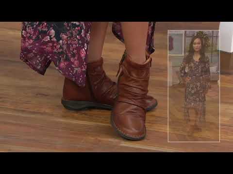Miz Mooz Leather Ruched Ankle Boots - Pleasant on QVC