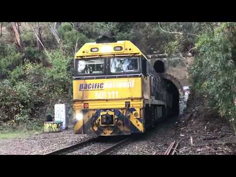 3 Freight Trains at a Tunnel in the Adelaide Hills, South Australia
