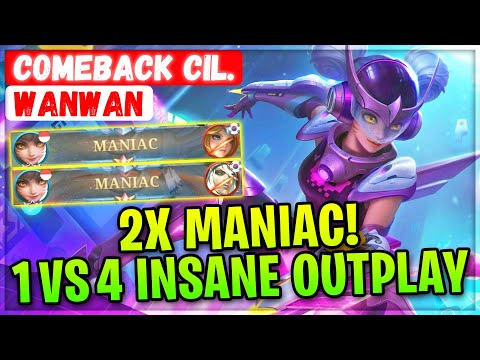 2X MANIAC! 1 VS 4 Insane Outplay [ Former Supreme Wanwan ] comeback cil. - Mobile Legends Build