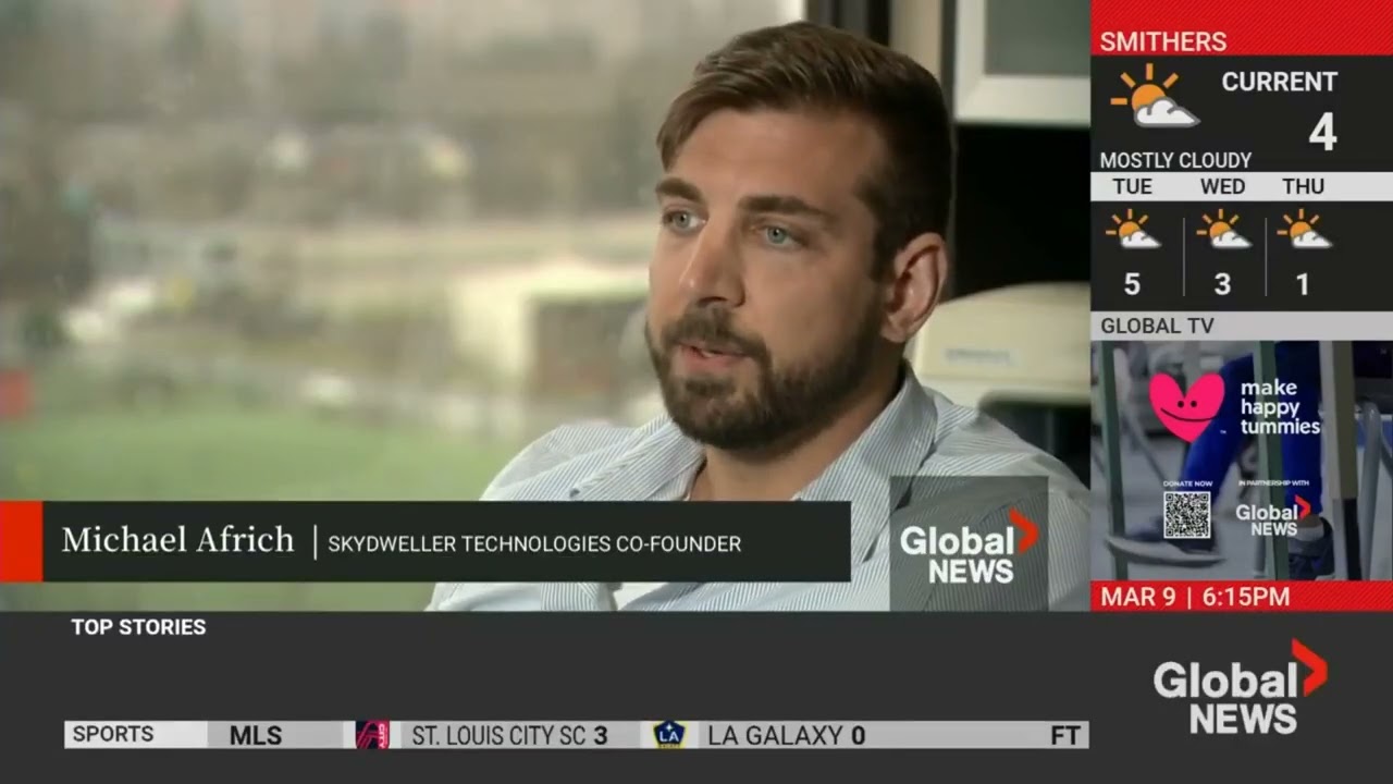 Global News Reporting on Skydweller Technologies Drone Cleaning in Vancouver BC Canada