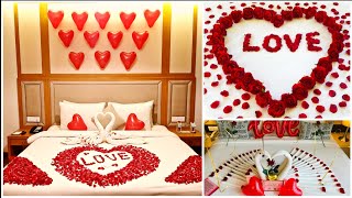 Romantic room decoration | anniversary room decoration romantic rose petals | hotel room decoration