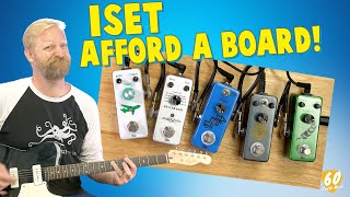Video thumbnail for ISET AFFORD-A-BOARD - Green Fuzz $24 / Ac Sim $27 / Phaser $26 / Reverb Baby $30 / Flight Delay $24 by 60 Cycle Hum