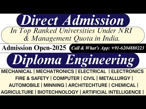 DIRECT & CONFIRM ADMISSION IN TOP RANKED UNIVERSITIES IN DIPLOMA ENGINEERING IN INDIA 