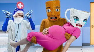 Tung Tung Sahur pushes pregnant Ballerina Cappucina to give birth 🤰🏥| Italian Brainrot In Real Life