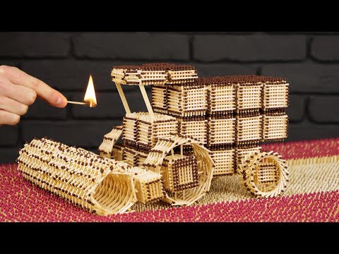 Guy Somehow Manages To Make An Entire Toy Combine Harvester With Matches