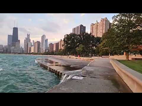 Chicago Sunrise Lakefront Bike Ride with Skyline Views from North Ave Beach to Oak Street Beach