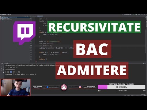 Bac/Admitere: Exerciții Recursivitate - Învățăm programare [Twitch]