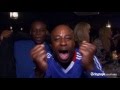 Chelsea's players and fans celebrate their Champions League