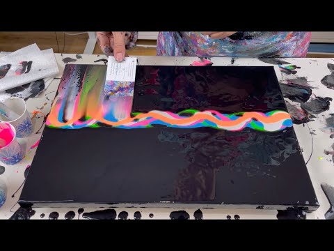 👻 Reflection Ghost Swipe 👻 AMAZING fluorescent lacing 👻 acrylic paint pour 👻 abstract fluid art