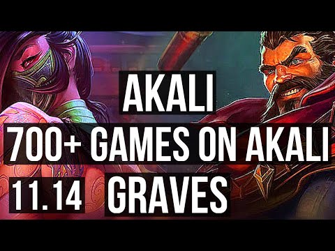 AKALI vs GRAVES (TOP) | 7 solo kills, 700+ games, 1.0M mastery | BR Diamond | v11.14