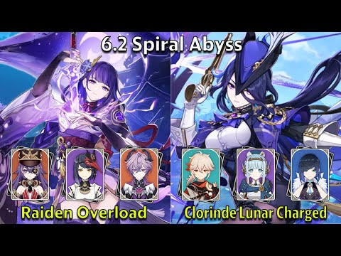 C2 Raiden Overload & C0 Clorinde Lunar Charged - Genshin Impact 6.2 Spiral Abyss Full Clear