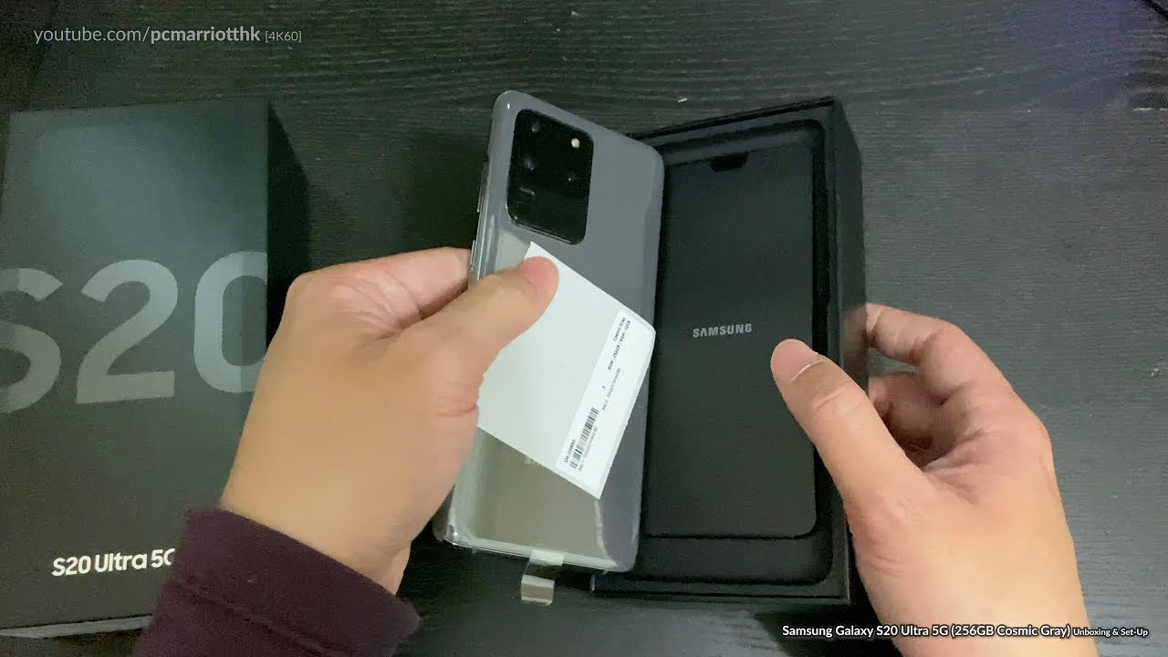 Samsung Galaxy S20 Ultra 5G (Snapdragon 256GB Cosmic Gray SM-G9880) - Unboxing & Set-up [4K60]