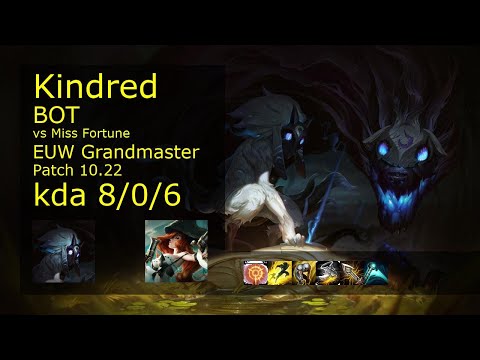 Kindred Bot & Taric vs Miss Fortune & Nautilus - EUW Grandmaster 8/0/6 Patch 10.22 Gameplay