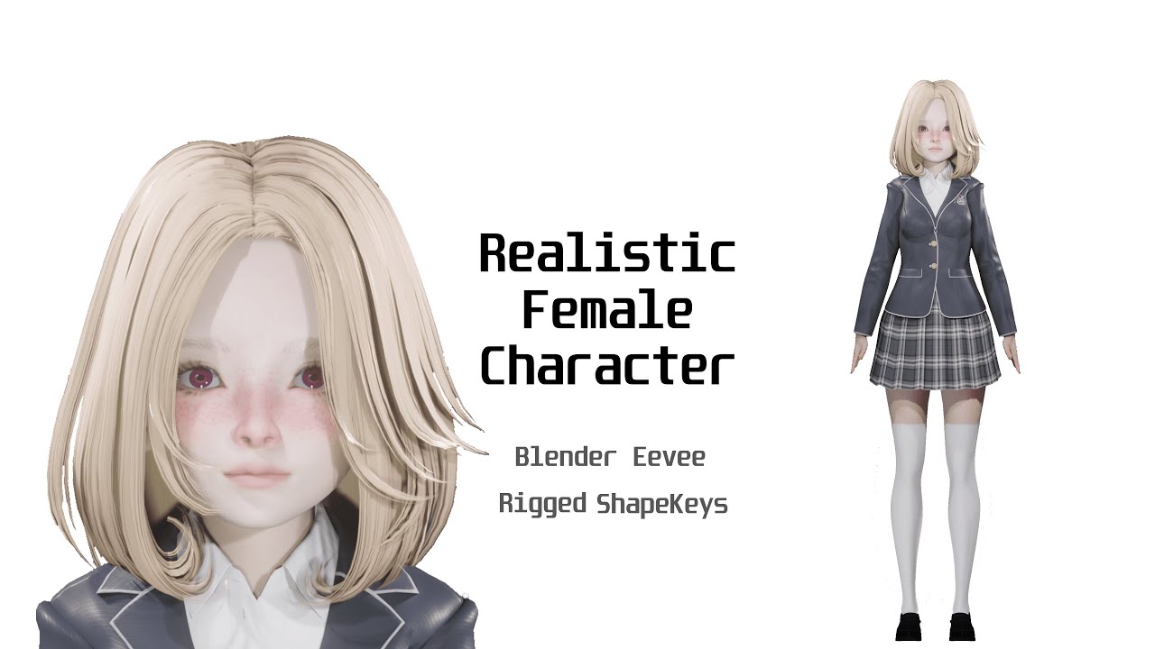 School Girl - Realistic Female Character - Blender Eevee 3D Model