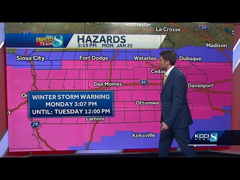 Winter storm warning extends through Tuesday afternoon