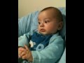 Cute 4 month old baby learns how to blow ...