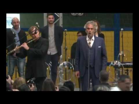 Andrea Griminelli and Andrea Bocelli play Schubert's Ave Maria Inauguration Cittadella Cielo