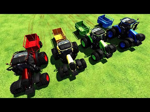 HARVESTING AND LOAD POPPY WITH COLORED CLAAS TRACTORS - Farming Simulator 22