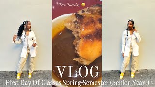 VLOG: FIRST DAY OF CLASSES OF SPRING SEMESTER (SENIOR YEAR!!) |KYANAMICHELLE