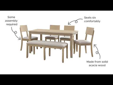 Linon Jocey Dining Table and 4 Chairs and Bench Set | Ashley
