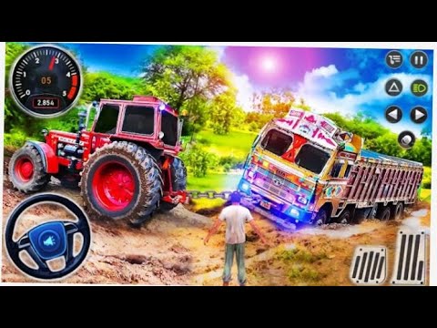 Real Cargo Tractor Pulling Simulator - Offroad Chained Truck Towing Rescue - Android GamePlay