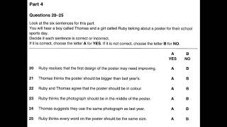 Listening B1, PET 1 for Schools, Test 1, Part 4