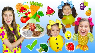 MILENINHA faz boas escolhas e troca doces por FRUTAS e LEGUMES | Histórias engraçadas