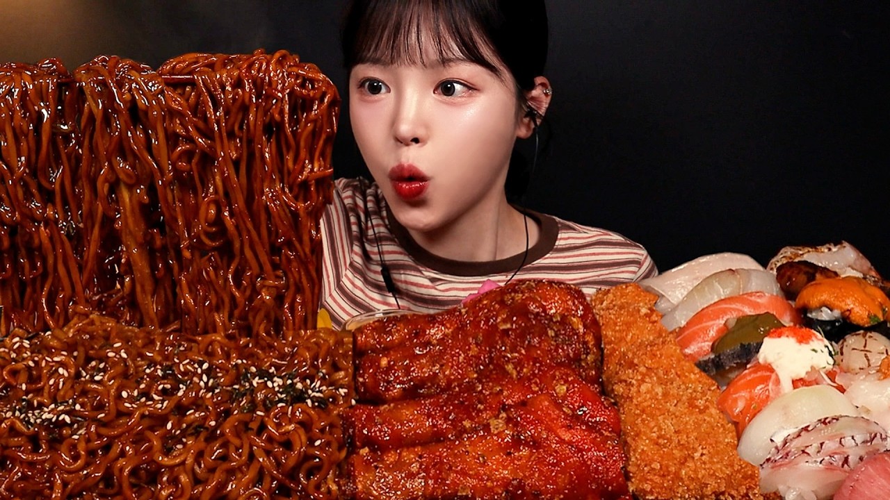 SUB)먹고싶은 거 다 먹는 돼지파티 3탄! 불닭게티에 치필링 고추화삭치킨 초밥까지 멕시카나 신메뉴 뿌시?