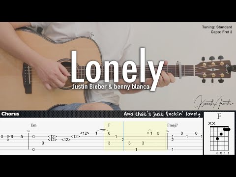 Lonely - Justin Bieber & benny blanco | Fingerstyle Guitar | TAB + Chords + Lyrics