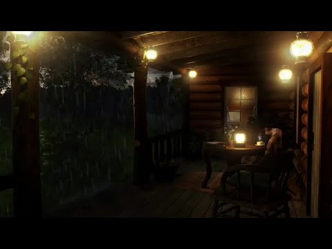 Cozy Cabin Porch with Heavy Rainstorm - Relaxing Rain Sounds for Sleeping, Studying & Relax