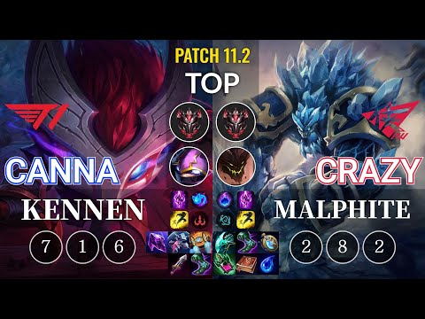 T1 Canna Kennen vs RW Crazy Malphite Top - KR Patch 11.2