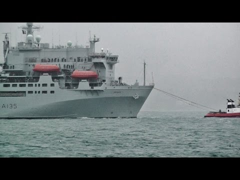 RFA Argus A135 Hospital Ship Leaves Falmouth on Ebola Mission To West Africa