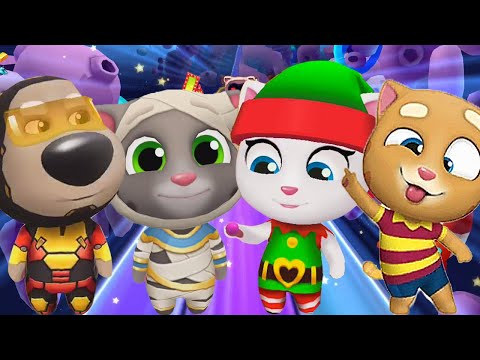 TALKING TOM GOLD RUN 2020 - NEW SPACE SIDE WORLD IRON BEN VS  ELF ANGELA VS TALKING GINGER VS MU...