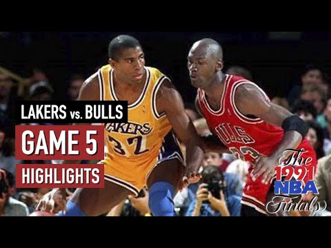 Throwback NBA Finals 1991 Chicago Bulls vs LA Lakers Full Game 5 Highlights | Jordan 30 Pippen 32 HD