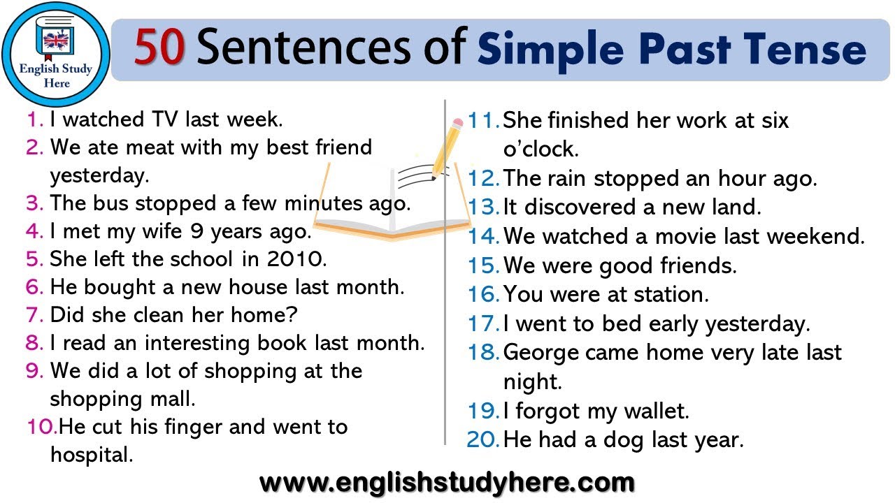 50 Sentences of Simple Past Tense | 50 Example Sentences of Simple Past Tense
