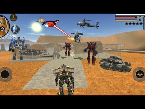 Vegas Crime Simulator (Auto Car Robot Capture Army Base) 💪Transformers Destroy Military Base - HD
