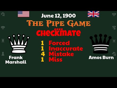 Frank Marshall vs Amos Burn, Jun 12, 1900, The Pipe Game #chess #chessgame
