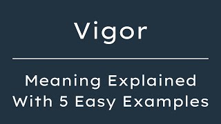 What Does Vigor Mean Vigor Meaning in English With 5 Example Sentences