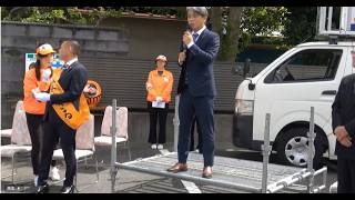 国民民主党幹事長「榛葉賀津也」幹事長が静岡県にやってきた。【藤枝市議選】八木勝候補　後援会長　山口様　演説i N 　JA大井川高洲支店